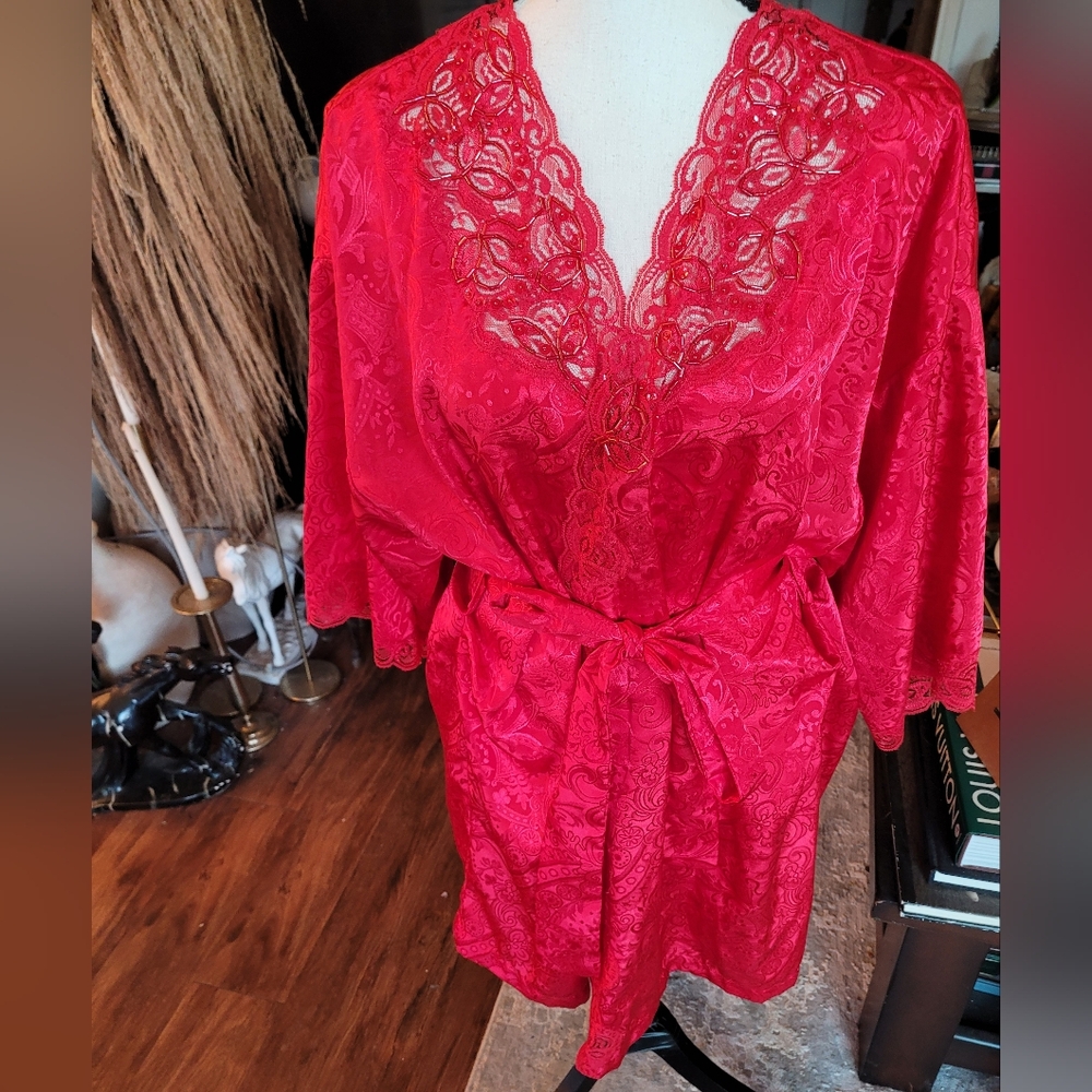 Vintage Gold Label Victoria's Secret Red Robe